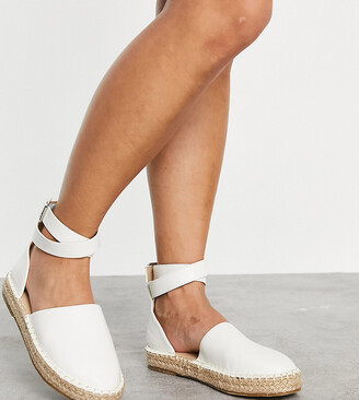 Truffle Collection wide fit two part espadrille shoes in white - ShopStyle