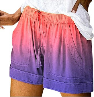Buetory Women's Casual Shorts Tie Dye Printed Drawstring Elastic Waist Comfy  Pajamas Summer Beach Shorts Plus Size(Blue - ShopStyle