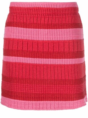Barrie Stripe-Pattern Cashmere Skirt