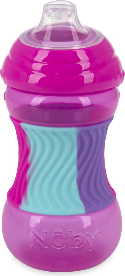 Nuby Clik-It Silicone Spout Cup with Sili Band, Pink