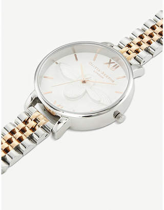 Olivia Burton 3D-bee silver-plated and mother-of-pearl watch