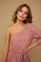 Thumbnail for your product : Little Mistress Folli Dusty Rose Lace Tiered Midi Dress