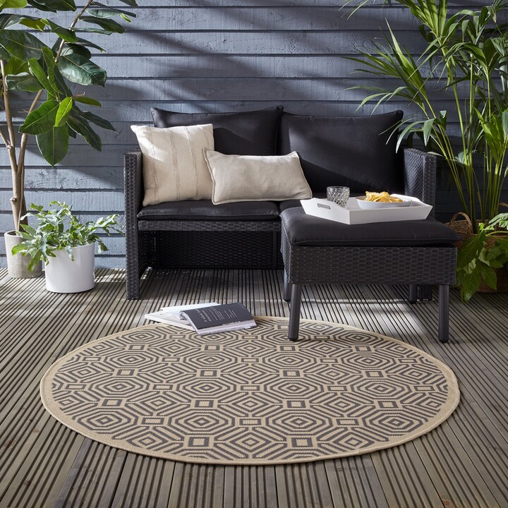 Dunelm Vita Round Indoor Outdoor Rug Beige ShopStyle