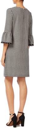 Oui Gingham flute sleeve dress with eyelet detail
