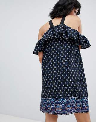 Daisy Street Cold Shoulder Dress in Border Ditsy Print