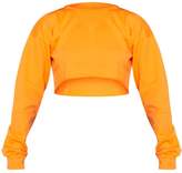 Thumbnail for your product : PrettyLittleThing Hot Orange Cut Off Crop Longsleeve Sweater