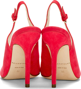 Thumbnail for your product : Brian Atwood Coral Red Suede Slingback Liu Heels