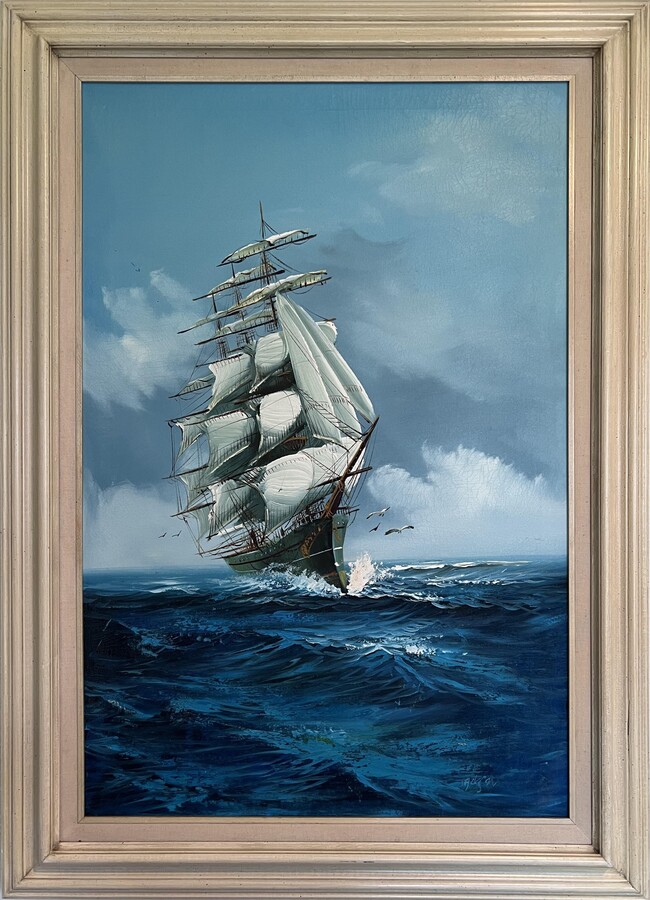 Hewett Jackson, Listed Artist Hewett JACKSON 1914-2007, seascape Original oil painting on canvas