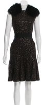 Thumbnail for your product : J. Mendel Sequined Fur-Trimmed Dress