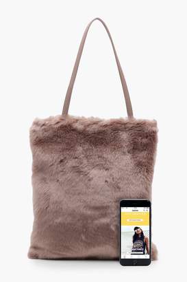boohoo Rose Faux Fur Shopper Bag