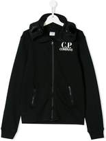 Thumbnail for your product : C.P. Company Kids TEEN logo print zipped hoodie