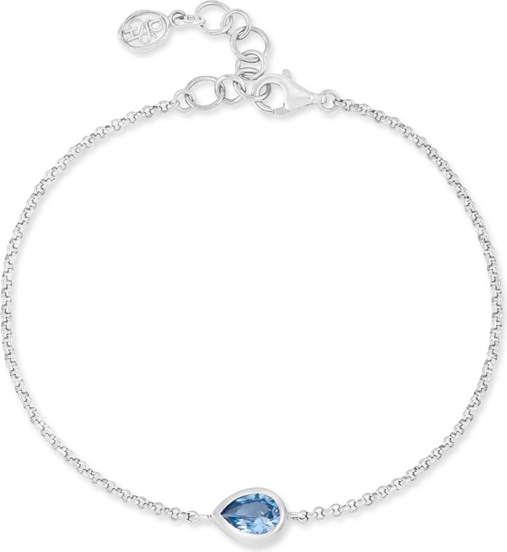 Dower & Hall Silver / Blue Blue Topaz Pear Chain Bracelet In Sterling Silver