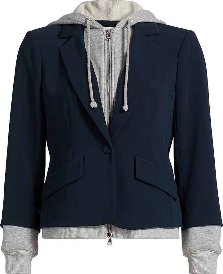 Cinq à Sept Women's Le Petit Khloe Zip-UpBlazer - Black Heather Grey - Size 00