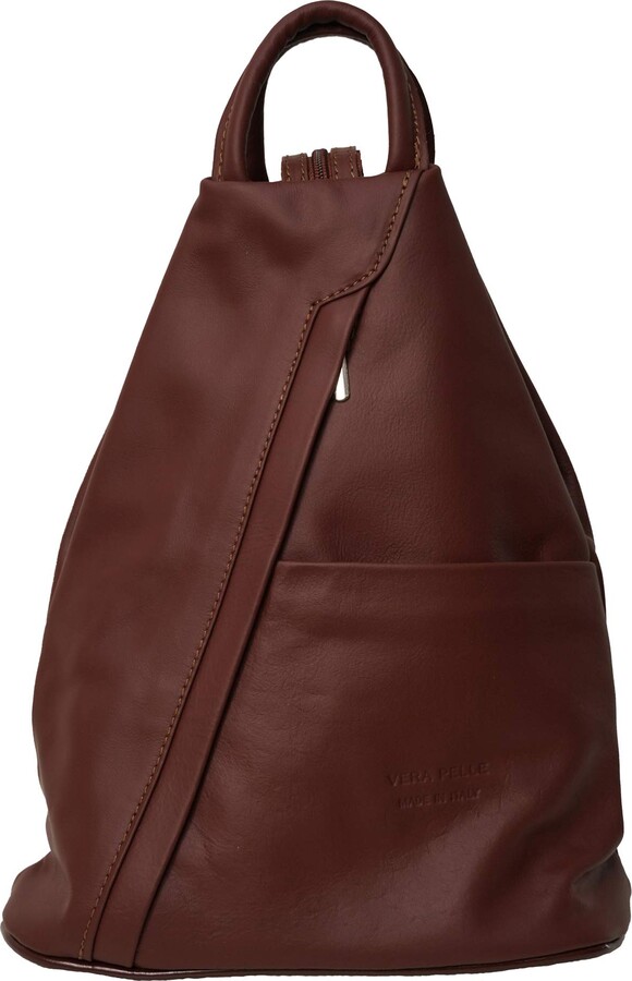 RS.FASHIONS Vera Pelle Genuine Soft Italian Leather Backpack Rucksack/fashion  Shoulder Bag (Brown) - ShopStyle
