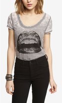 Thumbnail for your product : Express Studded Burnout Graphic Tee - Lips