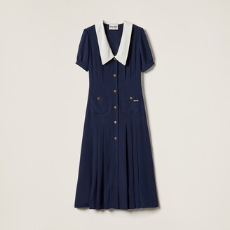 Miu Miu Pleated marocain midi-dress - ShopStyle