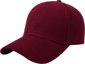 Kangqifen Unisex Baseball Cap Plain Blank Trucker Hats Solid Color Dad Hat  Sun Visor Adjustable Dark Red - ShopStyle