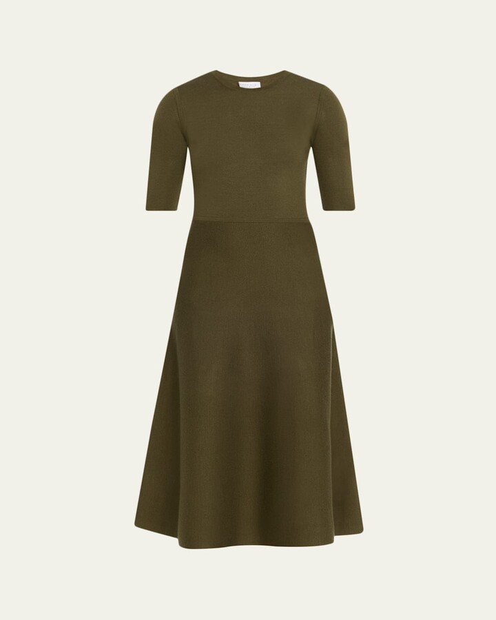 Seymore Wool-Cashmere Short-Sleeve Midi Dress