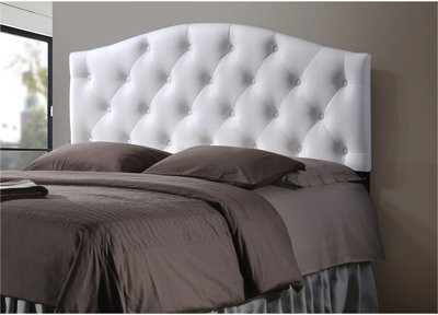 White Leather Tufted Headboard, White Tufted Faux Leather Headboard