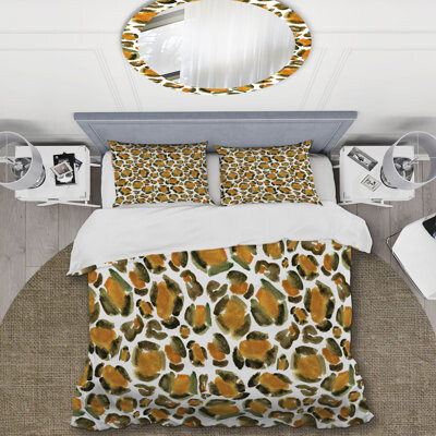 Design Art Brown/Orange Microfiber 3 Piece Duvet Cover Set