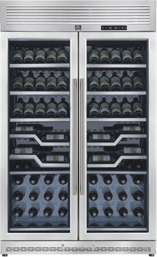 Forno Abruzzo 48-Inch Dual Zone Wine Cellar, 102 Bottles, 24 cu. ft., Clear Acrylic Holders & Stainless Trim Shelves