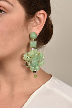 Angela Caputi Green Floral Earrings - ShopStyle