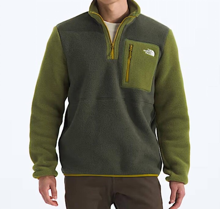 The North Face Yumiori Quarter Zip Jacket In New Taupe Green Woodland Deep Dijon