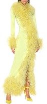 Thumbnail for your product : ATTICO Feather-trimmed satin gown