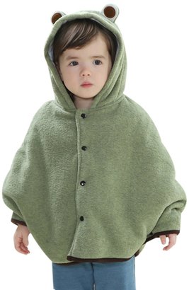 Happy Cherry Baby Kids Cloak Fashion Warm Poncho Frog Hooded Cape Mantle Winter Coat Snowsuit