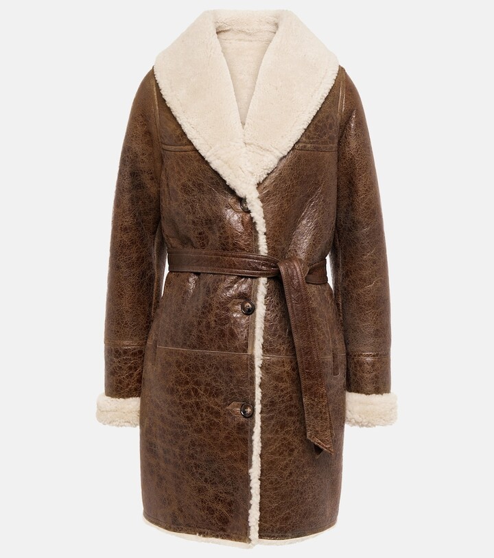 Yves Salomon Meteo leather and shearling coat