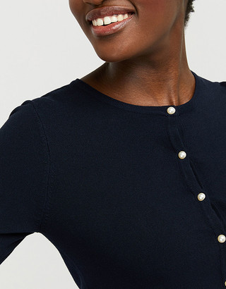 Under Armour Mara Cropped Cardigan with Mock-Pearl Buttons Blue