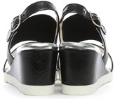 Thumbnail for your product : Luparense Lovell Black Leather Jewelled Sling Back Wedge Sandals