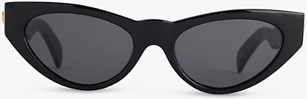 Reselfridges Womens Black Grey Pre-Loved Versace 90S Cat-Eye-Frame Acetate Sunglasses