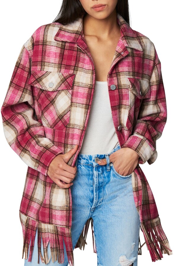 Blank NYC Plaid Fringe Flannel Shirt Jacket ShopStyle