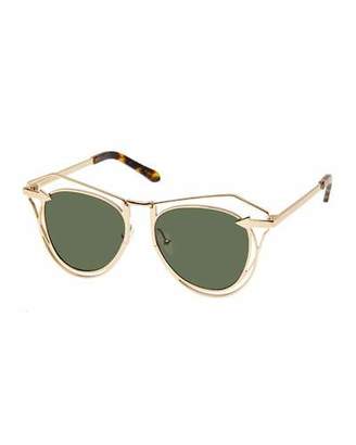 Karen Walker Marguerite Square Monochromatic Sunglasses, Yellow Gold/Crazy Tortoise