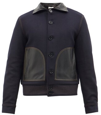 Wales Bonner Brixton Leather-trim Wool-blend Varsity Jacket - Navy
