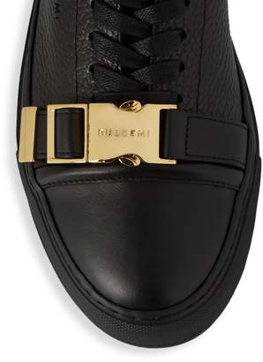 Buscemi Unisex Pebbled-Leather Metal Strap Sneakers
