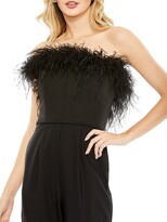 Thumbnail for your product : Mac Duggal Feathered Strapless Jumpsuit