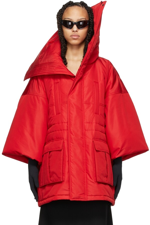 red balenciaga puffer jacket