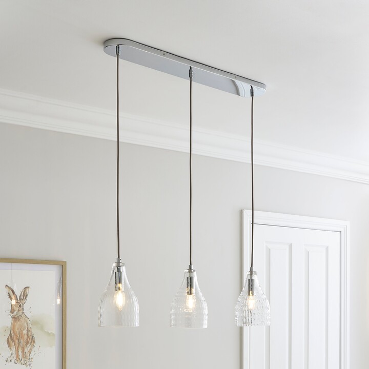Dunelm Hannam Recycled Glass 3 Light Diner Ceiling Fitting Clear