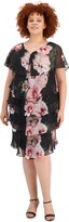 Thumbnail for your product : SL Fashions Plus Size Floral-Print Tiered Embellished-Neck Dress