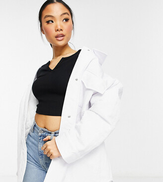 ASOS Petite ASOS DESIGN Petite nylon tech shacket with quilted lining in white