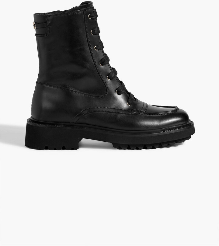 Ferragamo Orlando leather combat boots