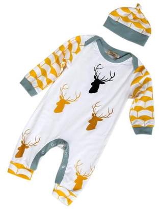 Baby Jumpsuit, Doinshop Newborn Infant Boy Girl Deer Long Sleeve Bodysuit Romper Whit Cute Hat Outfits (12-18M, )