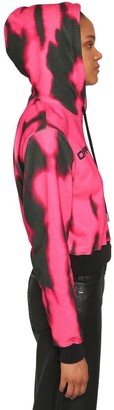 Off-White Cropped Tie Dye Cotton Hoodie