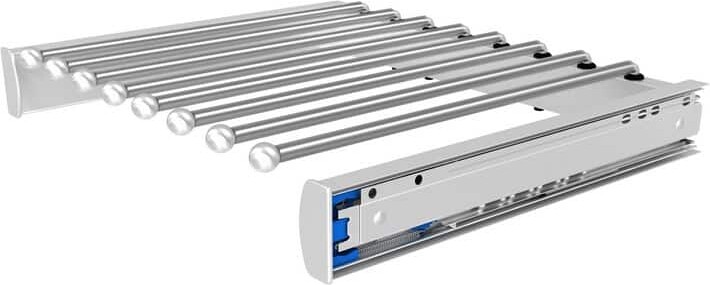 Rev-A-Shelf 18 in. Polished Chrome Pullout Valet Rod Pants Organizer with Soft-Close for Custom Closet Systems