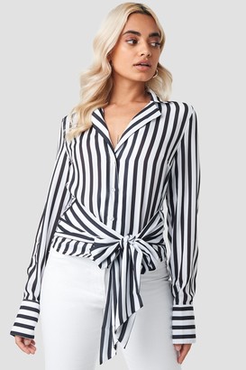 Na Kd Trend Tied Waist Striped Shirt Blue/White