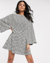 Thumbnail for your product : ASOS DESIGN marl smock swing mini dress in grey marl