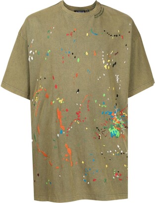 Mostly Heard Rarely Seen Paint-embroidered cotton T-shirt