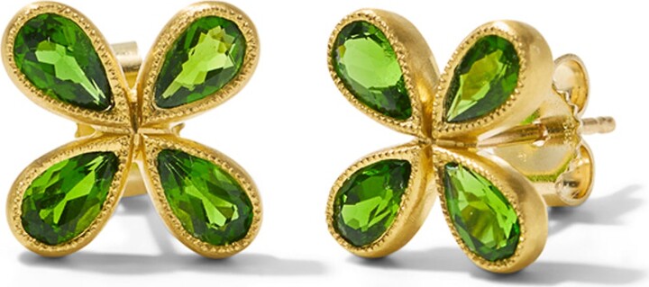 Cathy Waterman Chrome Diopside Yellow Gold Star Posts